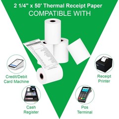 Thermal Paper Rolls 2.25 X 50 Ft, 5 Rolls Credit Card Paper Thermal 2 1/4″ X 50′