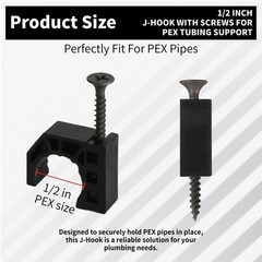 50 Pack 1/2″ Half Clamps JHook with Screws, PEX Clips JClamp for Tubing Pipe …