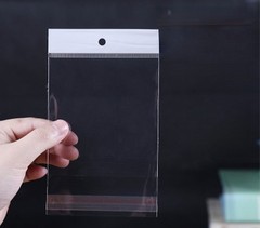 100-500pcs OPP Clear Plastic Self Seal Adhesive Bags Poly Pouch with Hang Hole