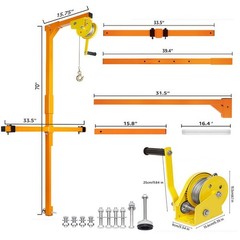 Air Conditioner Lifting Crane Tool 50FT HVAC Hoist Lift Bracket w/ 1500LB Winch