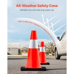 VEVOR 5 PCS Safety Cones Traffic Cones 18″ Orange Reflective Collars Road Cones