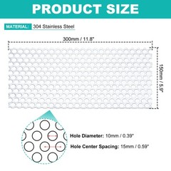 11.8″ x 5.9″ 304 Stainless Steel Perforated Sheet 0.39″ Hole 19GA Expanded Mesh