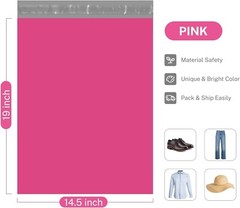 500 Poly Mailers 14.5×19 Large Shipping Bags for Clothing Mailing Poly Bags Pink