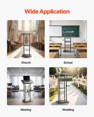 Uimoso Podium Stand 47 in Curved Metal Lectern Storage Shelf Classroom Wedding