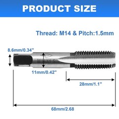 Litoexpe 2 Pcs M14 x 1.5 Metric Hand Tap, Right HSS Threading x