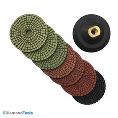 Wet Stone Polishing Set (7pc) #50 100 200 400 800 1500 3000 Grit w Rubber Backer