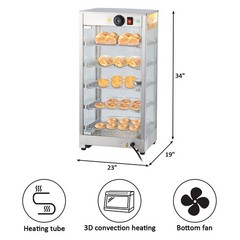 5 Tiers Commercial Food Warmer Display, 14 in 800W Electric Countertop Pizza War