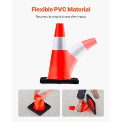 VEVOR 5 PCS Safety Cones Traffic Cones 18″ Orange Reflective Collars Road Cones