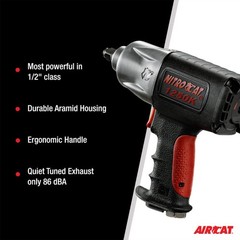 AIRCAT Pneumatic Tools 1250-K 1/2-inch NITROCAT Composite Twin Clutch Impact …