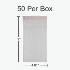 Bubble Mailers, 4 x 8 Shipping Envelopes, Self-Seal, Durable White Padded Env…