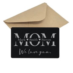 Personalized Engraved We Love You Mom & Kids Name Wallet Keepsake Card for Mommy