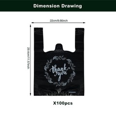 TOSPARTY 100PCS Black Thank You T-Shirt 1 Count (Pack of 100),