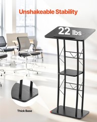 Uimoso Podium Stand 47 in Curved Metal Lectern Storage Shelf Classroom Wedding
