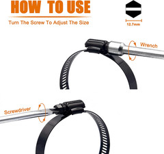4pcs 4 Inch Stainless Steel Adjustable 78-102mm Size Range Worm Gear Hose Clamp,