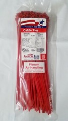 11″ Red Nylon Cable Zip Ties 50LB. Plenum Rated Air Handling, USA MADE, 500pk