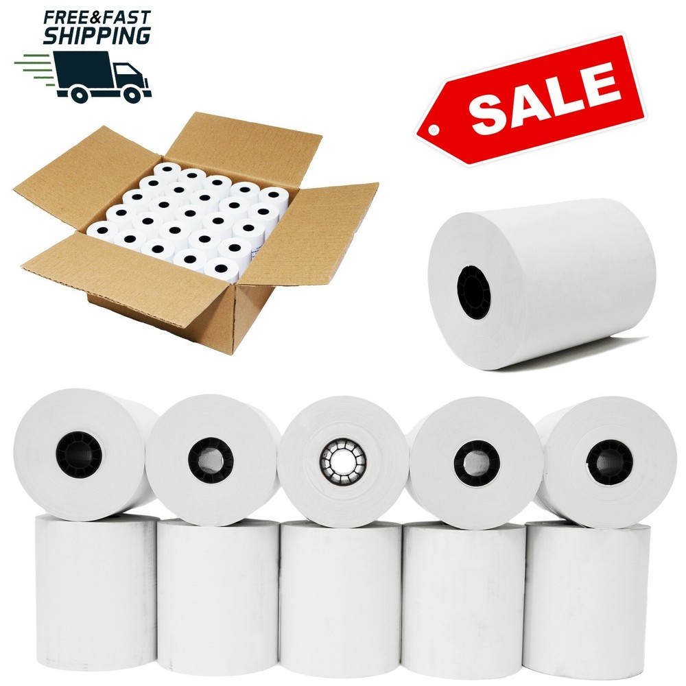 Thermal Paper Receipt Rolls 3-1/8″ x 230′ White 50 Rolls POS Cash Register Tape