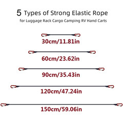 5 Types Stretch Elastic Ropes 8MM Bungee Cords with Hooks Lightweight Bikes Tie