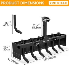 55″ Three Point Box Scraper, Box Blade Tractor Attachment Fits for Cat1