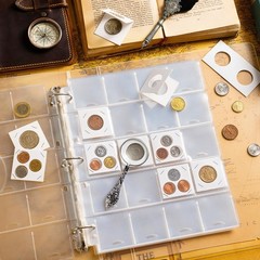 Coin Binder Sheets 30 Sheets 2″ X 2″ Coin Flips – 600 Pockets 7 Holes Coin Pages