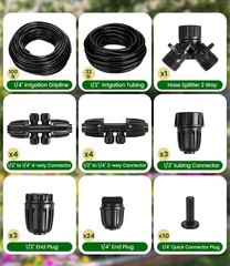HeavyDuty Drip Irrigation Tubing Kit 1/2 Inch 1/4 Inch PVC PE for Garden