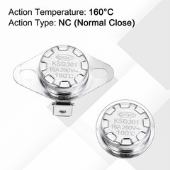 2Pcs KSD301 Thermostat 160℃/320°F 16A N.C Temperature Switch