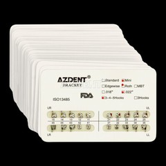 AZDENT 10X Dental Ortho Brackets Mini/Standard MBT/Roth 022/018 Hooks 3 4 5