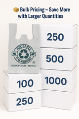 White T-Shirt Grocery Bags 1/6 Large – Extra Heavy Duty 21×11.5×6.5 – Bulk Packs