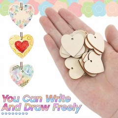Wooden Hearts for Crafts 100pcs 1.3 Inch Unfinished with Holes DIY Wedding Decor