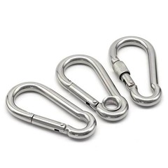 316 Stainless Steel Carabiner Snap Spring Hook Clip Marine Grade Eyelet Lock
