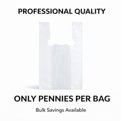 Bags 1/6 Large 21 x 6.5 x 11.5 White T-Shirt Plastic Grocery Shopping Bags F&S