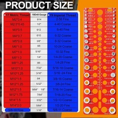 55PCS Thread Checker | Nut Bolt Size Gauge Metric SAE + Drill Bit Gauge Kit