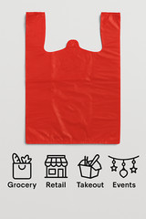 Bags 1/6 Large 21 x 6.5 x 11.5 Red T-Shirt Plastic Grocery Shopping Bags