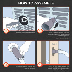 Generator Exhaust Extension Muffler w/Wall Mounting Kit – Universal Fit