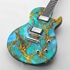 Gold Splashed Turquoise – 18″x46″ Hydrographic Film Hydro Dipping
