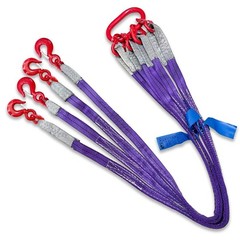 Four Leg Web Sling 5ft 6600lbs G80 Alloy Steel Grab Hooks Purple SENKEYFE Bridle