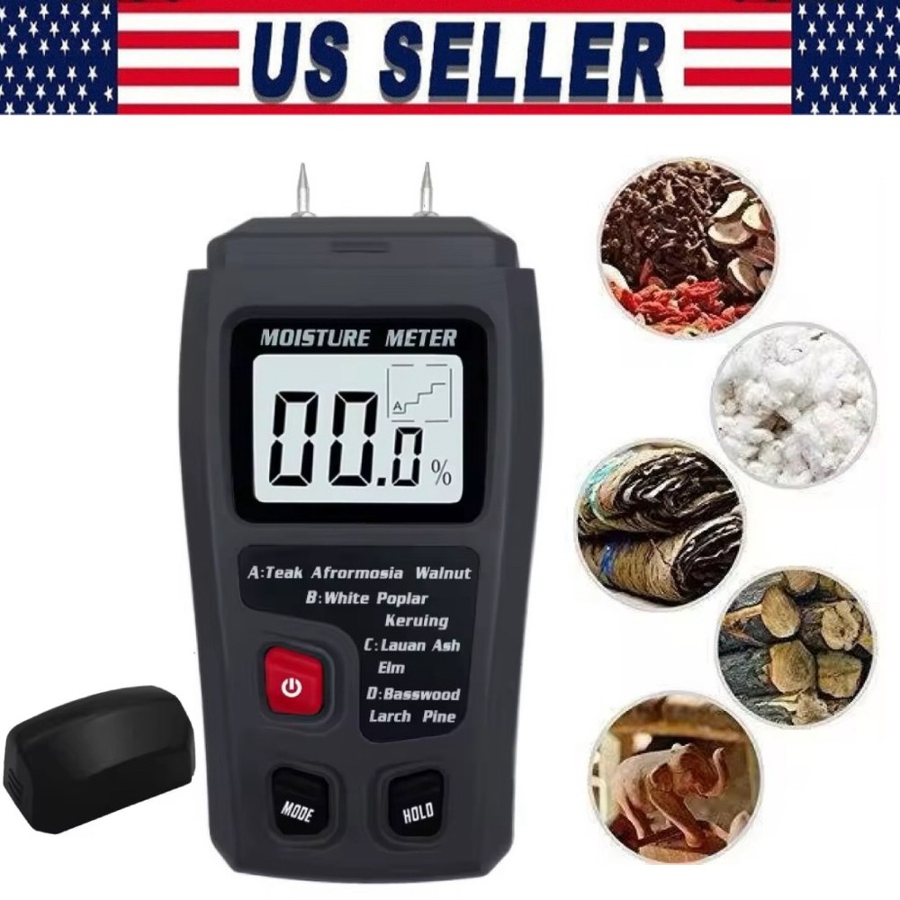 Digital LCD Wood Moisture Meter Detector Tester Wood Firewood Paper Cardboard