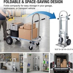 4 in 1 Aluminum Hand Truck Dolly Heavy Duty 1000 LB Convertible Folding Cart