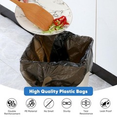 LimonLaviu Black Plastic Grocery Bags, 100 Pack, 1 Count (Pack of 100),