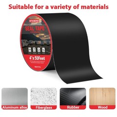 4″ x 50Ft 1-Pack Black RV Sealant Tape,Waterproof Commercial Roof Tape for Wa