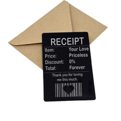 Priceless Love Receipt of Affection Engraved Romantic Card for Spouse or Partner