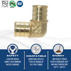 50 PIECES 3/4″ X 3/4″ PEX ELBOW – BRASS CRIMP FITTINGS (LEAD-FREE)