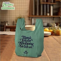 12×6.5×22 Inches Green Plastic Shopping Bags for Grocery Takeout Retail 160 Pcs