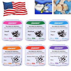 50 Pcs Dental Metal Matrices Matrix Band Sectional Contoured Refill S/M/L 35μm