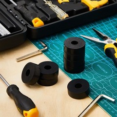 HeavyDuty Rubber Spacer Bushings 1 OD x 3/8 ID x 1/2 Inch Black 16 Pcs for Auto