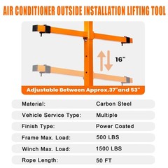 Air Conditioner Lifting Crane Tool 50FT HVAC Hoist Lift Bracket w/ 1500LB Winch