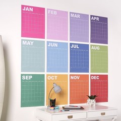 Undated Monthly Wall Calendar 15×19 Inch Large Rainbow 4 Pack