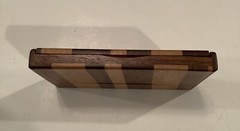 MIXED WOOD BUSINESS CARD HOLDER THAT SAYS ALOHA