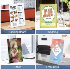 24 Pack Acrylic Sign Holder 8.5 x 11, Slant Back Display Stand, Clear Frames