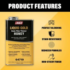 LAUCO Liquid Gold Body Filler Thinner Honey, Bridges Holes, Water Resistant
