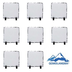 US Stock 7.87in Matte Sublimation Square Photo Slate Rock Plaque Blanks w/ Stand